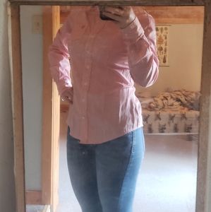 Chinch pinstripe peach button down shirt